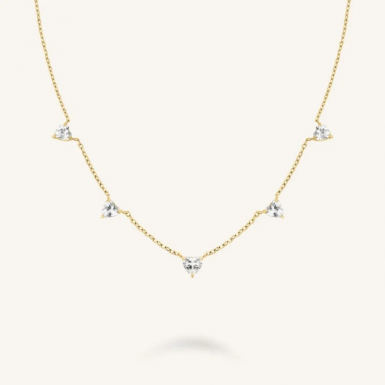 ROSEFIELD JNRHG-J1005 VERGULD STALEN COLLIER MET SWAROVSKI ROW HEARTS NECKLACE