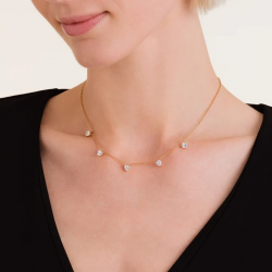 ROSEFIELD JNRHG-J1005 VERGULD STALEN COLLIER MET SWAROVSKI ROW HEARTS NECKLACE
