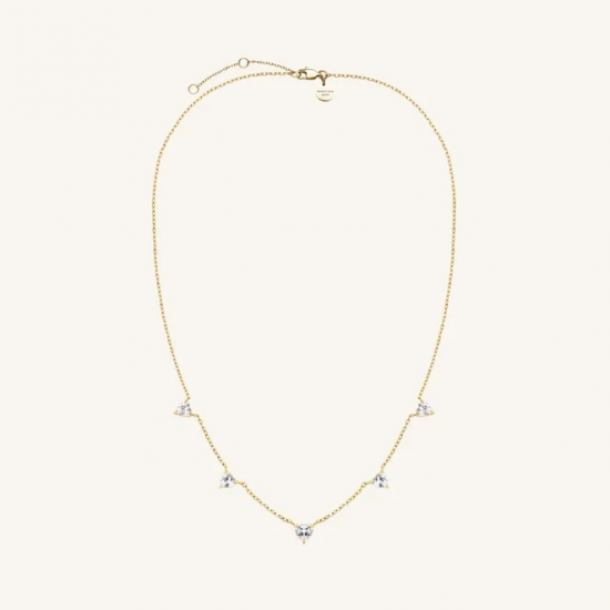 ROSEFIELD JNRHG-J1005 VERGULD STALEN COLLIER MET SWAROVSKI ROW HEARTS NECKLACE