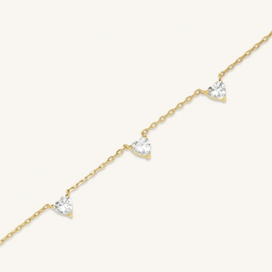 ROSEFIELD JNRHG-J1005 VERGULD STALEN COLLIER MET SWAROVSKI ROW HEARTS NECKLACE