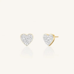 ROSEFIELD JEPHG-J1275 VERGULD STALEN OORKNOPPEN MET SWAROVSKI PAVÉ HEART STUDS