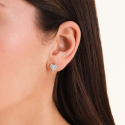 ROSEFIELD JEPHG-J1275 VERGULD STALEN OORKNOPPEN MET SWAROVSKI PAVÉ HEART STUDS