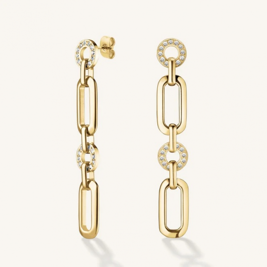 ROSEFIELD JEOSG-J902 VERGULD STALEN OORHANGERS MET SWAROVSKI STUDS