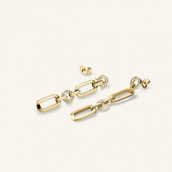 ROSEFIELD JEOSG-J902 VERGULD STALEN OORHANGERS MET SWAROVSKI STUDS