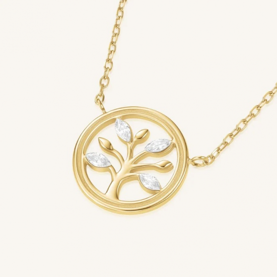ROSEFIELD JNLNG-J1319 VERGULD STALEN COLLIER SWAROVSKI TREE OF LIFE BRACELET