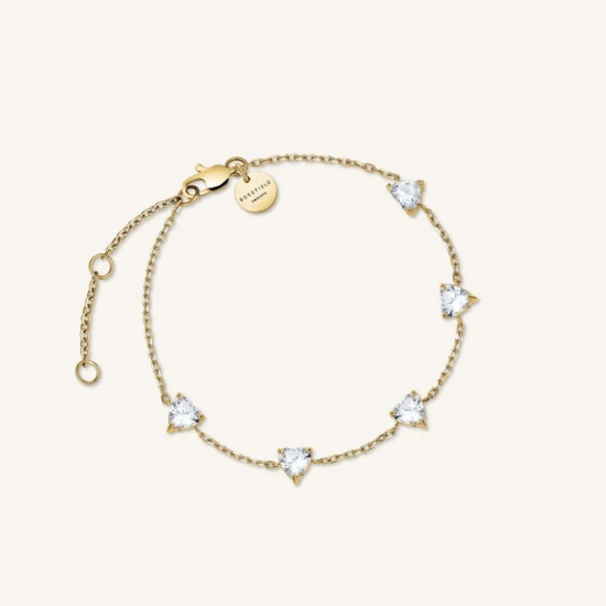 ROSEFIELD JBRHG-J1013 VERGULD STALEN ARMBAND MET SWAROVSKI ROW HEARTS BRACELET