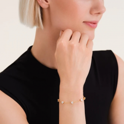ROSEFIELD JBRHG-J1013 VERGULD STALEN ARMBAND MET SWAROVSKI ROW HEARTS BRACELET
