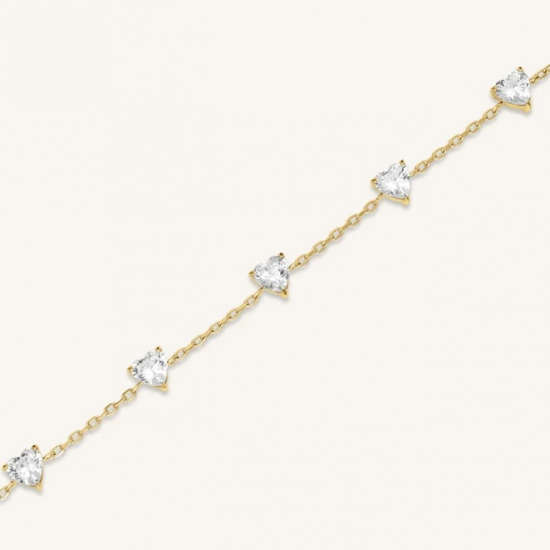ROSEFIELD JBRHG-J1013 VERGULD STALEN ARMBAND MET SWAROVSKI ROW HEARTS BRACELET