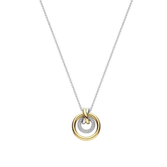 TI SENTO 34141ZY ZILVEREN COLLIER MET ZILVER  VERGULDE HANGER ZIRKONIA
