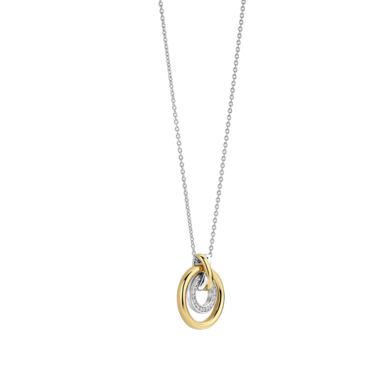 TI SENTO 34141ZY ZILVEREN COLLIER MET ZILVER  VERGULDE HANGER ZIRKONIA