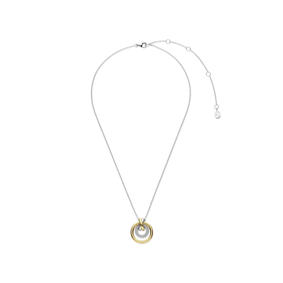 TI SENTO 34141ZY ZILVEREN COLLIER MET ZILVER  VERGULDE HANGER ZIRKONIA