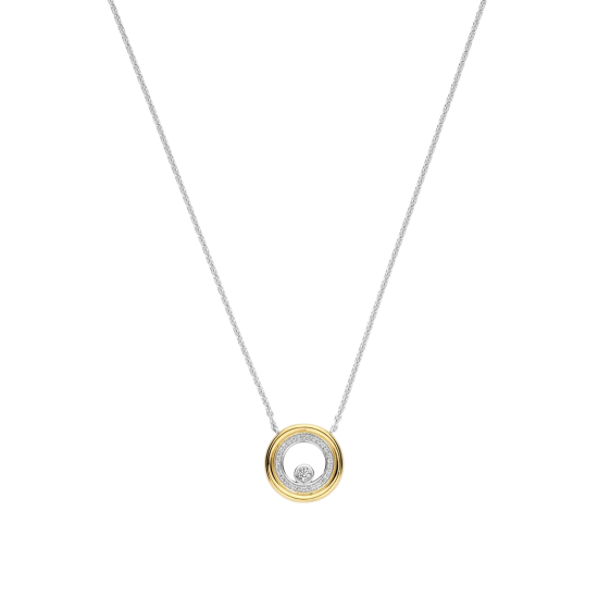 TI SENTO 34148ZY ZILVEREN COLLIER MET ZILVER VERGULDE HANGER ZIRKONIA