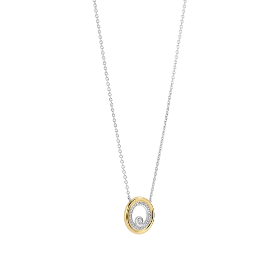 TI SENTO 34148ZY ZILVEREN COLLIER MET ZILVER VERGULDE HANGER ZIRKONIA