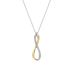 TI SENTO 34132ZY ZILVEREN COLLIER MET ZILVER VERGULDE HANGER ZIRKONIA