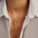 TI SENTO 34132ZY ZILVEREN COLLIER MET ZILVER VERGULDE HANGER ZIRKONIA
