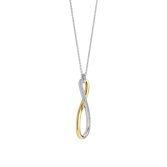 TI SENTO 34132ZY ZILVEREN COLLIER MET ZILVER VERGULDE HANGER ZIRKONIA