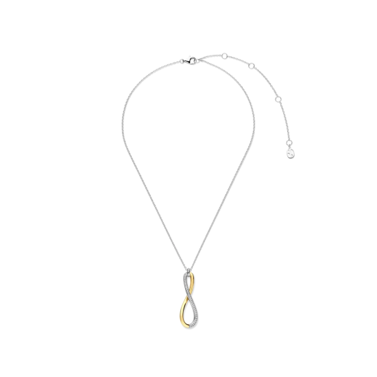 TI SENTO 34132ZY ZILVEREN COLLIER MET ZILVER VERGULDE HANGER ZIRKONIA