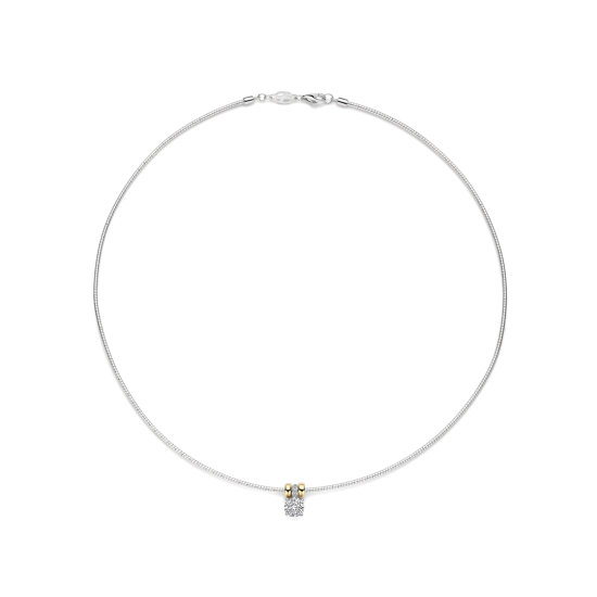 TI SENTO 34142ZY ZILVEREN COLLIER MET ZILVER VERGULDE HANGER ZIRKONIA