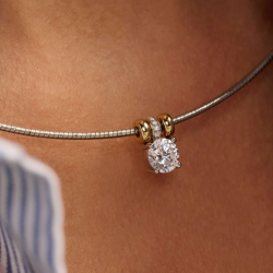 TI SENTO 34142ZY ZILVEREN COLLIER MET ZILVER VERGULDE HANGER ZIRKONIA