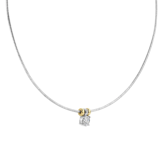 TI SENTO 34142ZY ZILVEREN COLLIER MET ZILVER VERGULDE HANGER ZIRKONIA