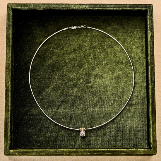 TI SENTO 34142ZY ZILVEREN COLLIER MET ZILVER VERGULDE HANGER ZIRKONIA
