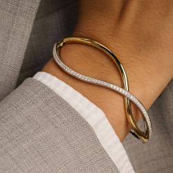 TI SENTO 23101ZY ZILVER VERGULDE  BANGLE MET ZIRKONIA