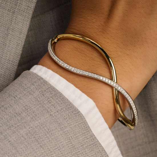 TI SENTO 23101ZY ZILVER VERGULDE  BANGLE MET ZIRKONIA