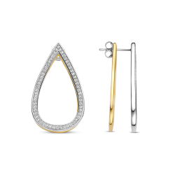 TI SENTO 78107ZY ZILVER VERGULDE  OORHANGERS MET ZIRKONIA