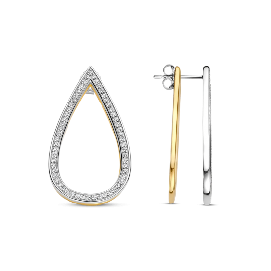 TI SENTO 78107ZY ZILVER VERGULDE  OORHANGERS MET ZIRKONIA