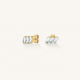 ROSEFIELD JETBG-J1127 VERGULD STALEN OORKNOPPEN TRIPPLE BAGUETTE STUDS