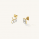 ROSEFIELD JETBG-J1127 VERGULD STALEN OORKNOPPEN TRIPPLE BAGUETTE STUDS