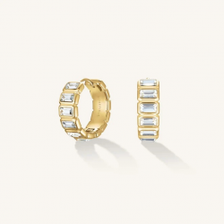 ROSEFIELD JEOHG-J1130 VERGULD STALEN OORRINGEN MET SWAROVSKI OCTAGON HOOPS