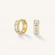 ROSEFIELD JEOHG-J1130 VERGULD STALEN OORRINGEN MET SWAROVSKI OCTAGON HOOPS