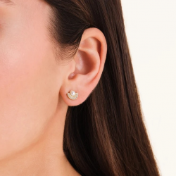 ROSEFIELD JEMPG-J1291 VERGULD STALEN OORKNOPPEN PERL HALO STUDS