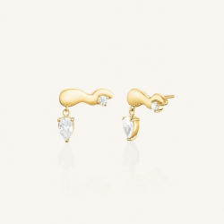 ROSEFIELD JEWSG-J1300 VERGULD STALEN OORKNOPPEN CRYSTAL WAVE STUDS