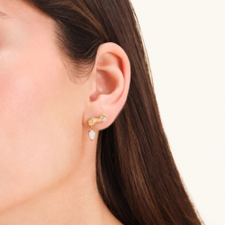 ROSEFIELD JEWSG-J1300 VERGULD STALEN OORKNOPPEN CRYSTAL WAVE STUDS