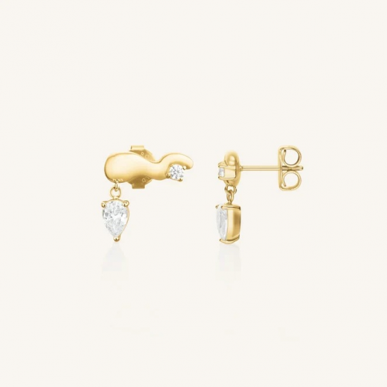 ROSEFIELD JEWSG-J1300 VERGULD STALEN OORKNOPPEN CRYSTAL WAVE STUDS