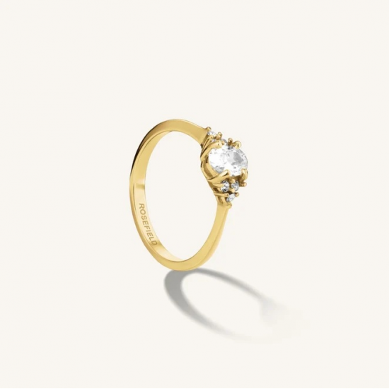 ROSEFIELD JRVO54G-J779 VERGULD STALEN RING SWAROVSKI VINTAGE OVAL RING