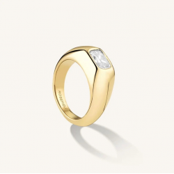 ROSEFIELD JROZ52G-J935 VERGULD STALEN RING OCTAGON ZIRCONIA RING