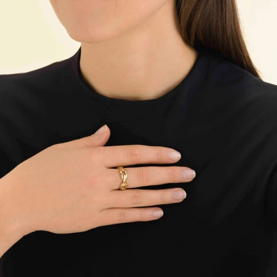 ROSEFIELD JRLR52G-J772 VERGULD STALEN RING LINKED RING