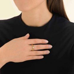 ROSEFIELD JRLR56G-J774 VERGULD STALEN RING LINKED RING