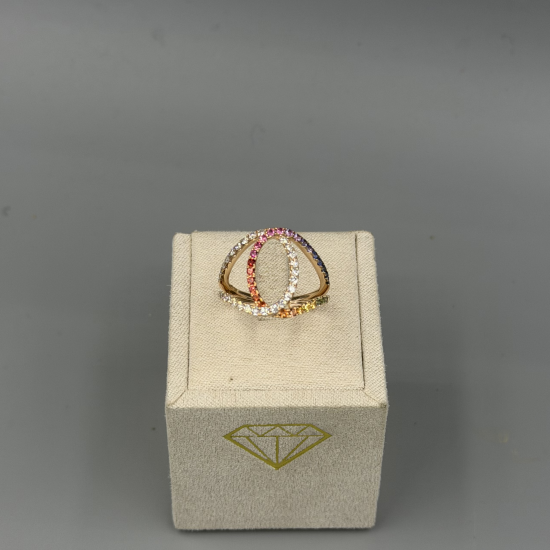 PAS DIAMONDS GBH0081 18K ROSÉGOUDEN RING MET NATUURLIJKE DIAMANT EN REGENBOOG SAFFIEREN