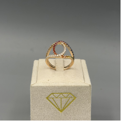 PAS DIAMONDS GBH0081 18K ROSÉGOUDEN RING MET NATUURLIJKE DIAMANT EN REGENBOOG SAFFIEREN