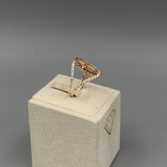 PAS DIAMONDS GBH0081 18K ROSÉGOUDEN RING MET NATUURLIJKE DIAMANT EN REGENBOOG SAFFIEREN