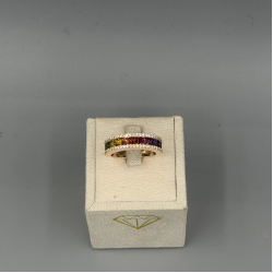 PAS DIAMONDS GJ4167 18K ROSÉGOUDEN RING MET NATUURLIJKE DIAMANT EN REGENBOOG SAFFIEREN