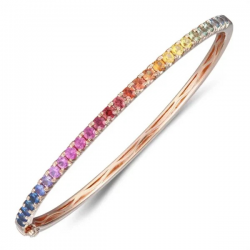 PAS DIAMONDS GJ2468 18K ROSÉGOUDEN ARMBAND MET REGENBOOG SAFFIEREN