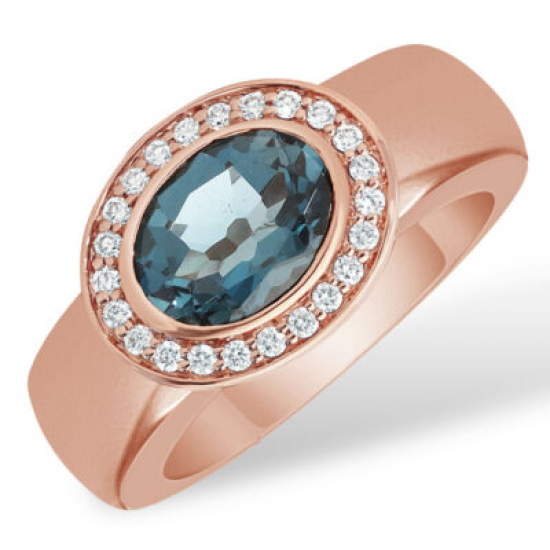 PAS DIAMONDS GBG0042 14K ROSÉGOUDEN RING MET LONDON BLUE TOPAAS