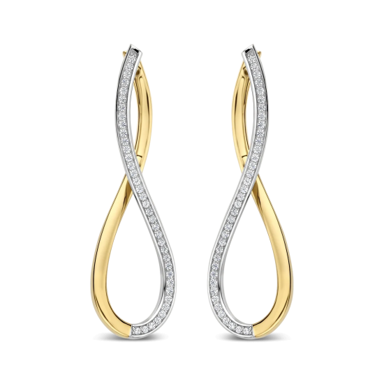 TI SENTO 78086ZY ZILVER VERGULDE OORHANGERS MET ZIRKONIA ORGANIC