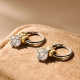 TI SENTO 78103ZY ZILVER VERGULDE OORHANGERS MET ZIRKONIA CHARM HOOPS