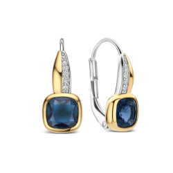 TI SENTO 78118DB ZILVER VERGULDE OORHANGERS MET ZIRKONIA CUSHION HOOPS